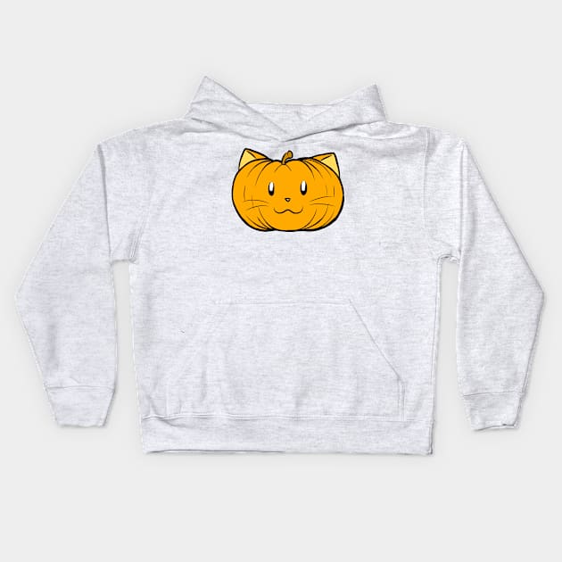 Pumpkin Puss Kids Hoodie by RekaFodor